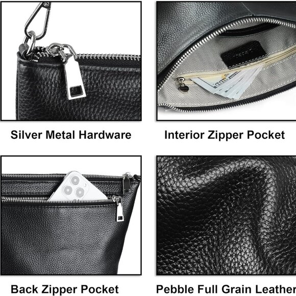 Genuine Leather Wristlet Clutch Wallet Purses Small Crossbody Bags for Women wit - Picture 7 of 7